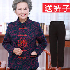 60-70 year old grandmother with autumn jacket 80 mother spring thin old clothes elderly lady Costume 2XL (115-125 Jin) 1 pairs of trousers