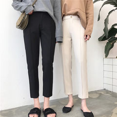 New winter seasons all-match temperament show thin waist straight jeans nine retro casual pants suit pants female pipe S black