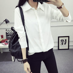 With thick white shirt sleeved cashmere female winter 2017 Korean fan all-match occupation dress shirt loose simple student XL (110-120 Jin) white