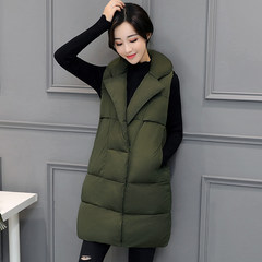 Special offer every day winter clothing new slim slim size suit collar cotton vest girls long Kanjian Korean thickening 2XL Army green