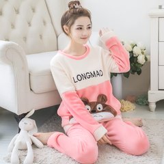 Pajamas winter coral velvet thickening Korean version fresh students lovely cartoon autumn winter thin flannel can be worn out The impulse of losing money in anti season promotion Vigorously seaman #