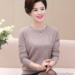 Every day special price, new autumn and winter, middle-aged and elderly women's sweater, loose mother loaded autumn clothes, bottoming sweater, middle-aged sweater 3XL recommendation 130-160 Lotus color