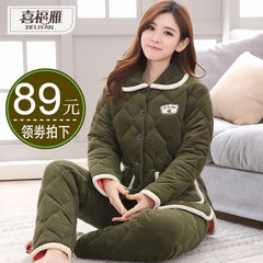 Winter pajamas three layers of women thickening, velvet, cotton pajamas, coral velvet, home suit, lovely flannel, Korean version Size according to recommended weight selection or consulting customer service Charming appearance and personality 11