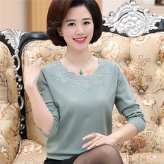 2017 new middle-aged female long sleeved sweater shirt in autumn 40 50 elderly mother knitted top clothing M [suggestion 80-95 Jin] Pink