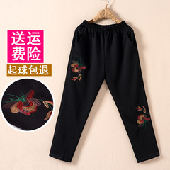 Women's mother trousers and cashmere trousers trousers thickened autumn and winter old grandma with the elderly loose trousers 2XL recommends 110-128 Jin Paragraph 4