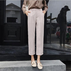 The new BF in the autumn wind. Wide leg pants pants pants casual pants nine black waist straight legged trousers XS Apricot (01 straight suit)