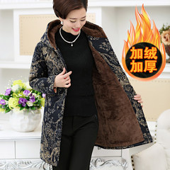 Old girls long mother cotton padded old autumn and winter with cashmere hoodie coat jacket female thickening XXXXXL [about 180 pounds] gules