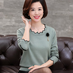 Mother dress autumn sweater knitted shirt sleeved in 40-50 years old women and all-match thin sweater XL (110-120 Jin) Claret