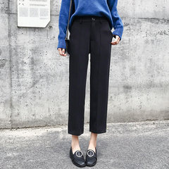 Female black pants pants nine winter 2017 new Korean suit pants straight waist wide leg pants pants XS Chocolate (suit)