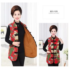 The old ladies winter cotton vest vest with costume middle-aged mother Ms. long vest in the special offer every day L Velvet red florets