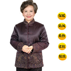 Elderly women's winter coat 50-60 70 mother Dress Costume Jacket Coat old grandma thickening 4XL recommends 135-150 Jin Deep purple red / cotton padded clothes