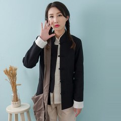Female outfit long sleeved jacket, cotton jacket autumn Chinese retro Chinese modified Hanfu folk style autumn wind S Claret