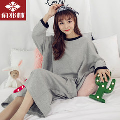 Ms. Yu Zhaolin in autumn and winter princess sleeve pajamas cotton coral velvet skirt a Korean clothing Home Furnishing relaxed sleep 160 (M) Striped bear (pure cotton)