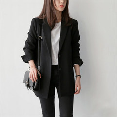 2017 spring new girls small suit suit fashion all-match long sleeved casual and simple coat S black