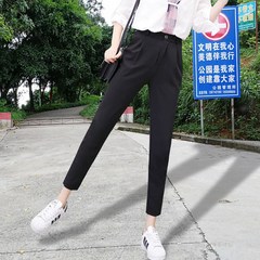 2017 new winter suit pants female Korean all-match loose cigarette pants waist Haren nine students leisure pants 3XL black