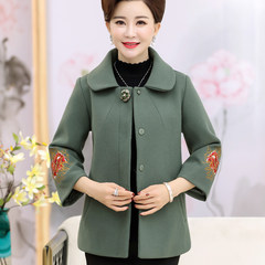 The middle-aged female autumn cloth coat short paragraph 40-50 embroidered mother dress sleeves fall 2017 NEW XL [recommendation about 90-110] gules
