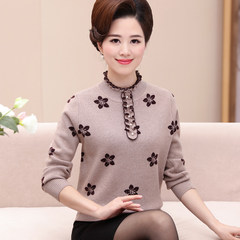 Older women fall and winter clothes half turtleneck thickened mother turtleneck sweater knitted shirt middle-aged 3XL [142-160 Jin] 017 meter Camel