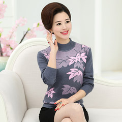 In the spring and autumn old mother dress knit sweater sweater women size set head loose and long sleeve shirt XL recommendation [90-110 Jin] Purple (leaf money)