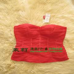 Silk silk strapless bra chest wrapped jacket with anti bra straps Bridesmaid Dress high-end XS Peach red