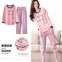 Autumn pajamas, long sleeves, women's pure cotton, autumn and winter cotton girls' suits, spring and autumn sweet and lovely autumn style Korean family clothes [2017 autumn new products have been certified cotton] EY595#