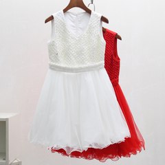 D series of 17 new autumn and winter counter Chegui cut Standard Dress exquisite Beaded vest dress in western style S white