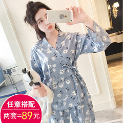 In the spring and autumn season, the cotton long sleeve pajamas are sweet and lovely M Fresh and grey + kapok gray 04_