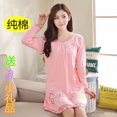 Special offer every day in spring and autumn winter cotton Nightgown Pajamas girl cute long sleeved loose Nightgown dress suit Home Furnishing M 6040 long sleeve skirt