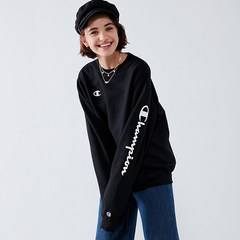 The Japanese version of the Champion champion female head sweater sweater loose male lovers neck long sleeved T-shirt bottoming S Arm print black