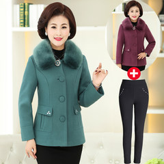 40-50 year old mother with spring and autumn cloth coat short middle-aged lady spring middle-aged woolen coat 3XL A single purple shirt