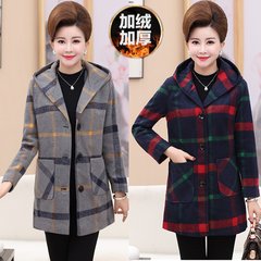 Older women winter wool coat winter coat middle-aged mother dress plus velvet thickened size coat XL (100-115 Jin) gray