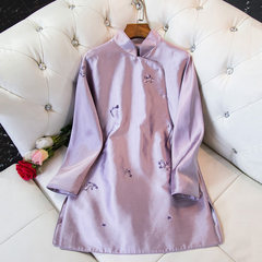 Xia Zichen retro elegant embroidery costume China Chinese cheongsam daily wind jacket coat S Violet monolayer