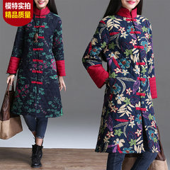 [day] special offer retro folk style in the long thin cotton quilted coat thickened, Ms. Tang M [suggestion 100-120 Jin] Foliage flower