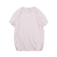 Korean version of the BF all-match pure female short sleeved T-shirt casual and relaxed in the long summer student shirt lovers Tee M Pink