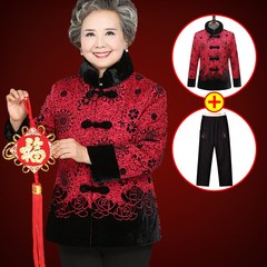The elderly woman autumn and winter coat jacket 607080 year old grandma is old lady mother dress jacket Costume 5XL (145-160 Jin) Golden Velvet Rose Embroidered rose