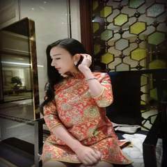 Liu Meiren Liu Yuyi with the red gold jacket jacket costume bride wedding dress cheongsam S (91~100 Jin) Short sleeve skirt