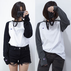 Europe and the United States with a couple of men and women fall Harajuku loose color Raglan sleeved T-shirt leisure long shirt Reminder item: payment day before 15 Prompt item: iron ash will not be any more. Don't ask