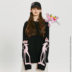 Hey God Korean designer brand lovers of Pink Leopard Print oversize long sleeved T-shirt boy autumn Third batch Black M (spot)