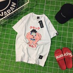 The wind in the harbor of Korea ulzzang Harajuku Pink Panther cartoon loose couples dress and short sleeved T-shirt 1296 tide M White 03