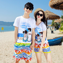 The beach summer beach resort honeymoon couples dress suit travel wedding qlz short sleeved T-shirt dry beach pants Remarks on the number of free collocation 8180 color spray.