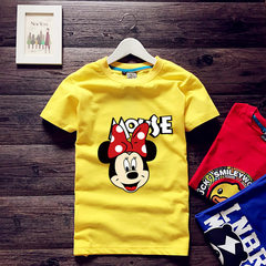 Simple summer cotton Crewneck T-shirt cartoon loose straight half sleeve port wave of young male and female couples dress brand S code (weight 88-95 Jin) yellow