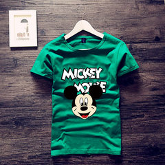 Simple summer cotton Crewneck T-shirt cartoon loose straight half sleeve port wave of young male and female couples dress brand S code (weight 88-95 Jin) Emerald green