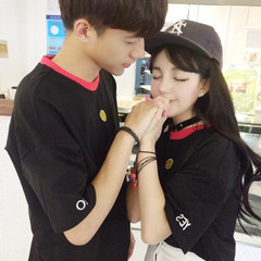 Harajuku wind couples dress summer 2017 new BF Korean tide loose clothes t-shirt female student class service XXL [recommendation 131~160 Jin] Main picture yesno black