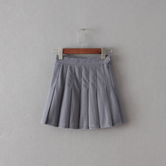 [] the wind was thin waist pleated skirt, playful tennis skirt anti suit a word skirt skirt pants XS Wool grey