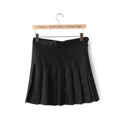 [] the wind was thin waist pleated skirt, playful tennis skirt anti suit a word skirt skirt pants XS black