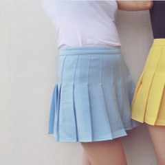 [] the wind was thin waist pleated skirt, playful tennis skirt anti suit a word skirt skirt pants XS Sky blue