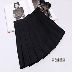 [] the wind was thin waist pleated skirt, playful tennis skirt anti suit a word skirt skirt pants XS Black skirt version