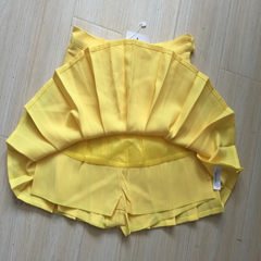 [] the wind was thin waist pleated skirt, playful tennis skirt anti suit a word skirt skirt pants XS Light yellow skirt version