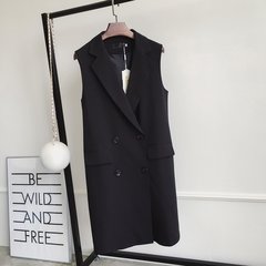 2017 in the spring and autumn long sleeveless vest vest vest black Kanjian slim female Korean fashion jacket 3XL Vest vest black long paragraph