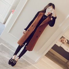 In the autumn of 2017 new Korean loose slim sleeveless vest vest jacket in the spring and autumn long suit Ma Jianv M Chocolate