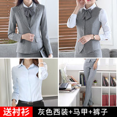 Autumn suits, three suits, suits, suits, vests, college students, suits for bankers, suits for women, suits for women XS Gray coat + pants + vest: send shirt